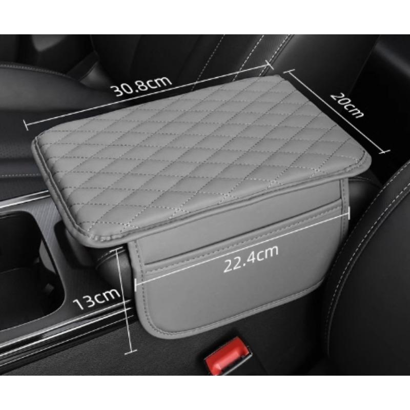 1pc Universal Leather Car Armrest Cover - Soft, Durable, 2 Storage Pockets, High-Quality Interior Accessory for Most Vehicles.