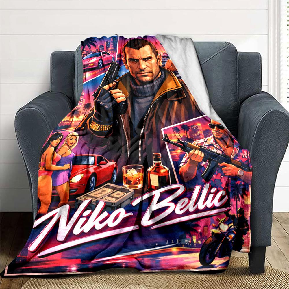 Gta Blanket Warmthful Decor Perfect for Sofa Bed Office for All Seasons Digital Print Suitable for Gifting Relatives and Friends