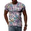 3D Vintage Pflanzen Blumen Gedruckte Lässige Böhmische Kurzarm Herren T-Shirts - Weicher Mittlerer Stretch Polyesterstoff Sommer Entspannte Passform Kleidung