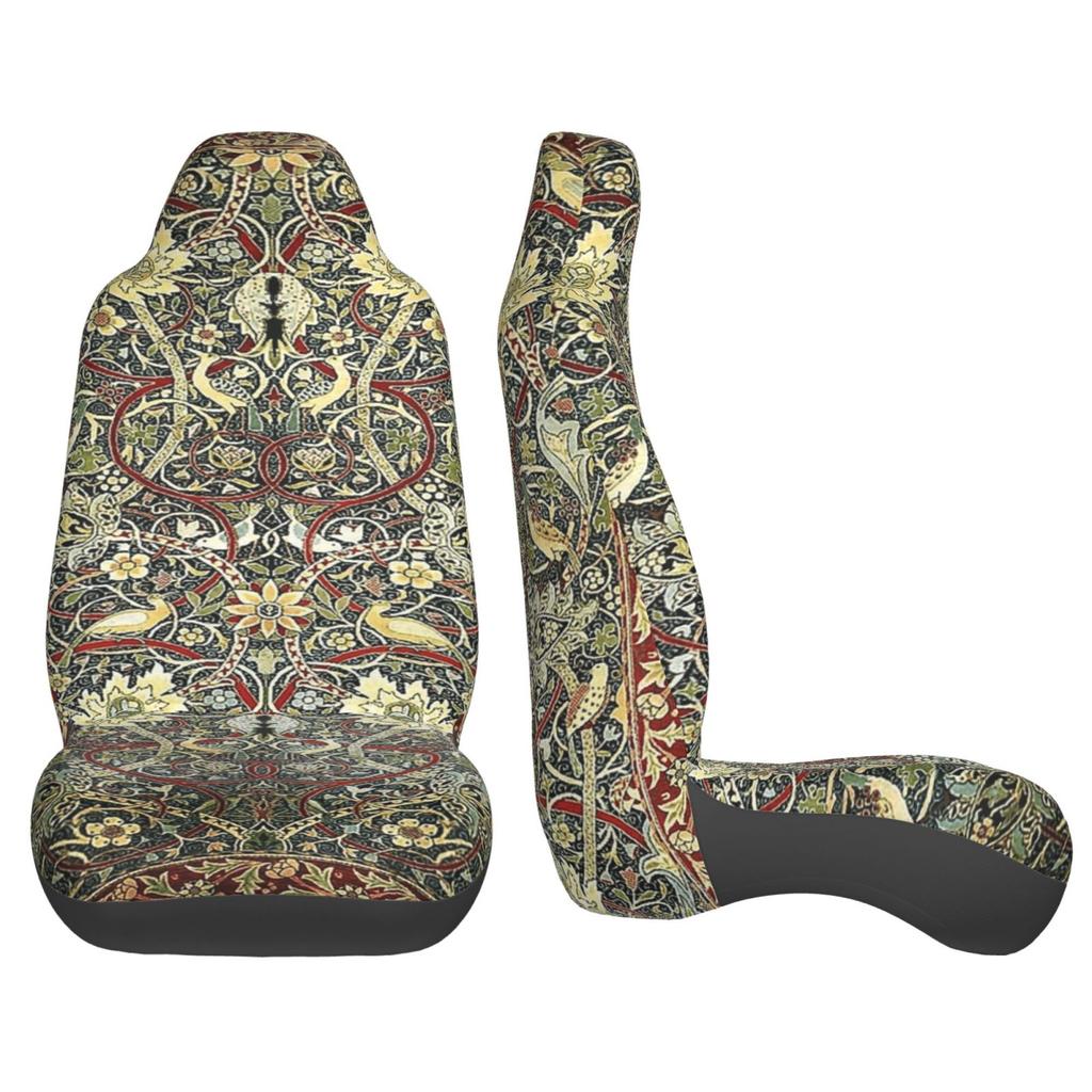 Bohemian Vintage Floral Print Car Seat Covers Set of 2 Front Bucket Seat Protector Accessories Universal Fit Most Cars Trucks