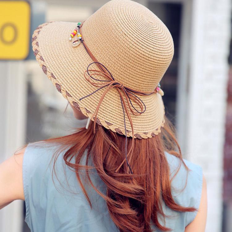 Straw Hat Women's Summer Beach Hat Foldable Sun Hat Versatile Travel Vacation Sun Hat