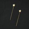 925 Sterling Zilver Glanzende Ster Kwast Oorbellen Dames 14k Goudkleurig Lang Oorbellen Mode Feest Sieraden Accessoires Cadeaus