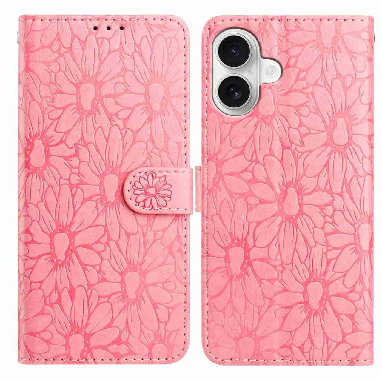 

For iPhone 17 Leather Case Daisy Imprint Wallet Stand Phone Protective Cover I