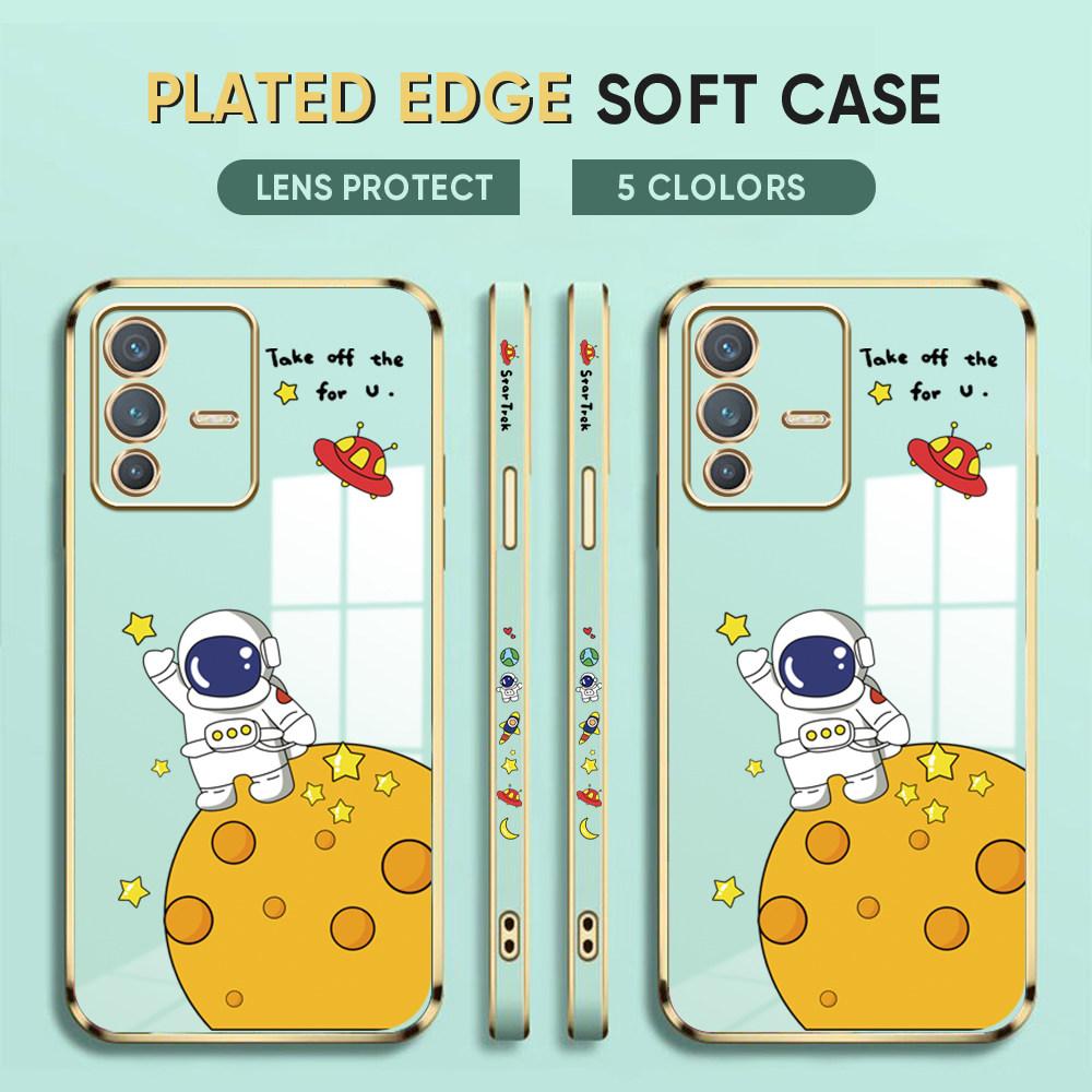 For Honor 90 70 50 X7a X9a P30 Pro P40 Lite Infinix Hot 40i 30i Vivo Y22 Y18 V30 Pro V40 Soft Plated TPU Cartoon Astronaut Phone Casing