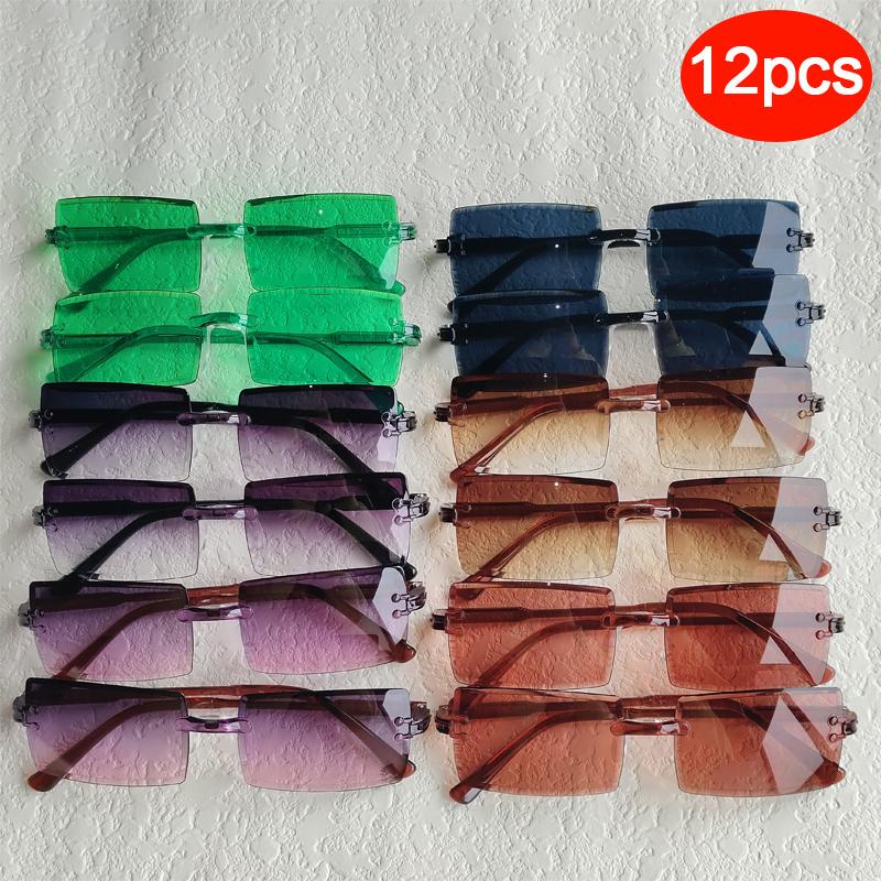 1/6pcs Rectangle Fashion Sunglasses Women Men Cute Candy Color Shades For Vacation Beach Party