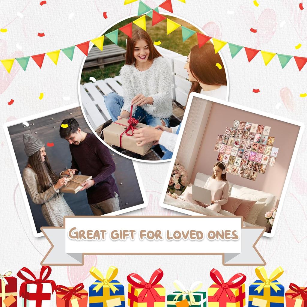 TracyArt Coquette Room Decor - Pink Wall Decor, Posters for Room Decor Aesthetic, Unframed 48 Pcs 4" X 6"