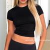 Women's Plain-coloured Fitted Short-sleeved T-shirt Women's Fashionable Casual Base Layer Top