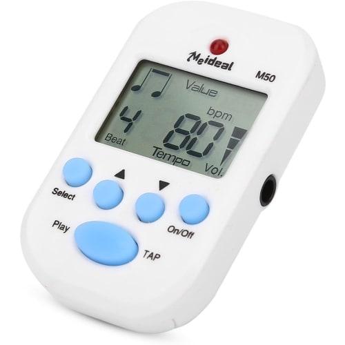 Meideal M50 Mini Digital Metronome, Digital Tempo, 30-280 Bpm, 0-9 Beat Values, High Volume, Clip-on, 5.5 X 3.2 X 3.5 Cm, Compact, Plastic, Compatible
