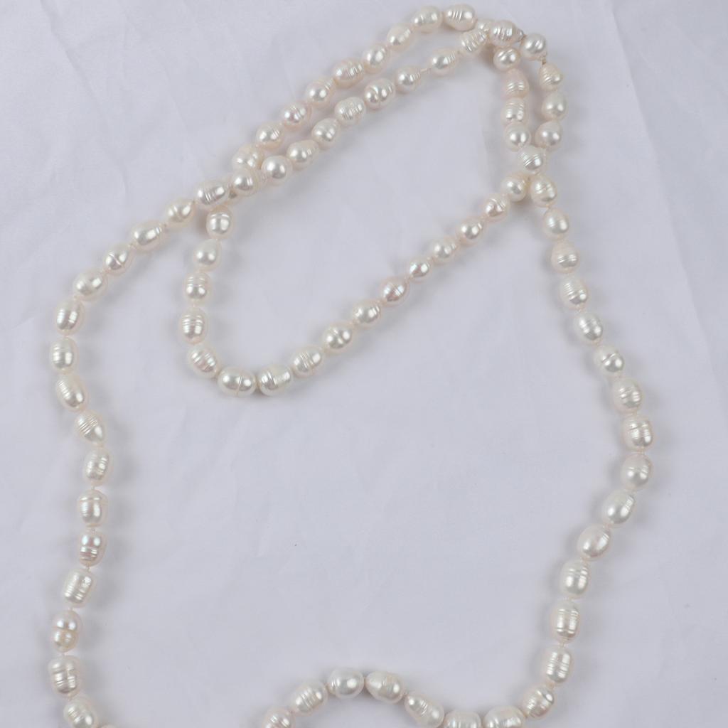Natural Freshwater 10/11mm Large Threaded Pearl Beaded Sweater Chain Layered Wear Hand-knotted Necklace Strands Fashion Jewelry