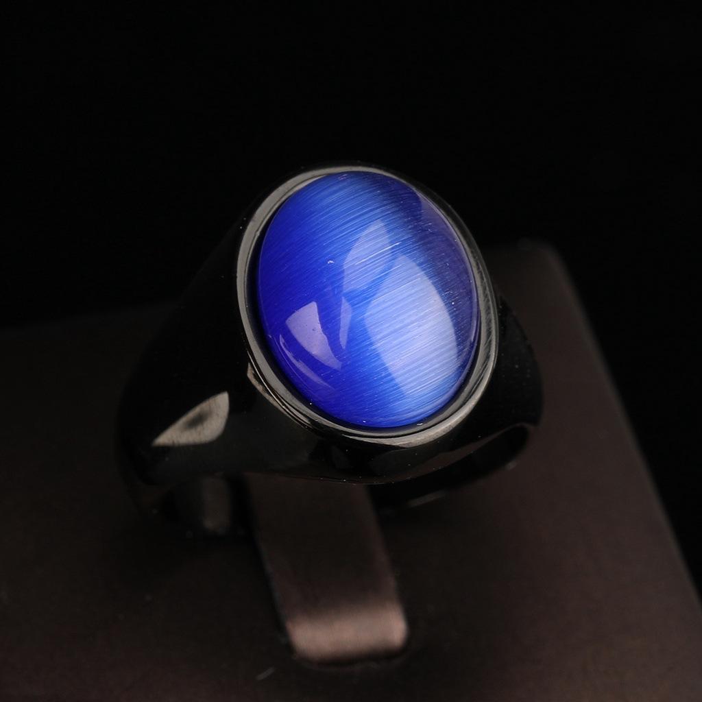 Black Onyx Men's Punk Fashion Hand Accessories Street Hip Hop Cat's Eye Ring