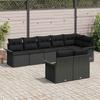 8 piece garden sofa set with cushions black poly rattan
