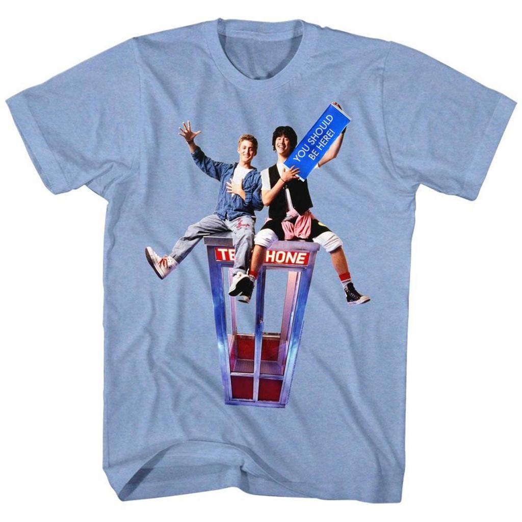 Bill and Ted Should Be Here Light Blue Heather Adult T-Shirt