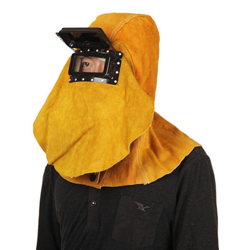 Lightweight Leather Welding Mask Complete Coverage Adjustable Welder Hood For Metalworking And Industrial Welding Safety