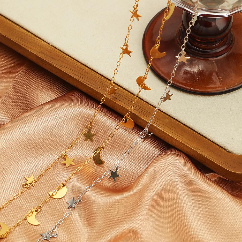Luxury Jewelry Stainless Steel 18K Real Gold Plated Star Moon Multi Style Tassel Pendant Chains for Necklace Jewelry Making