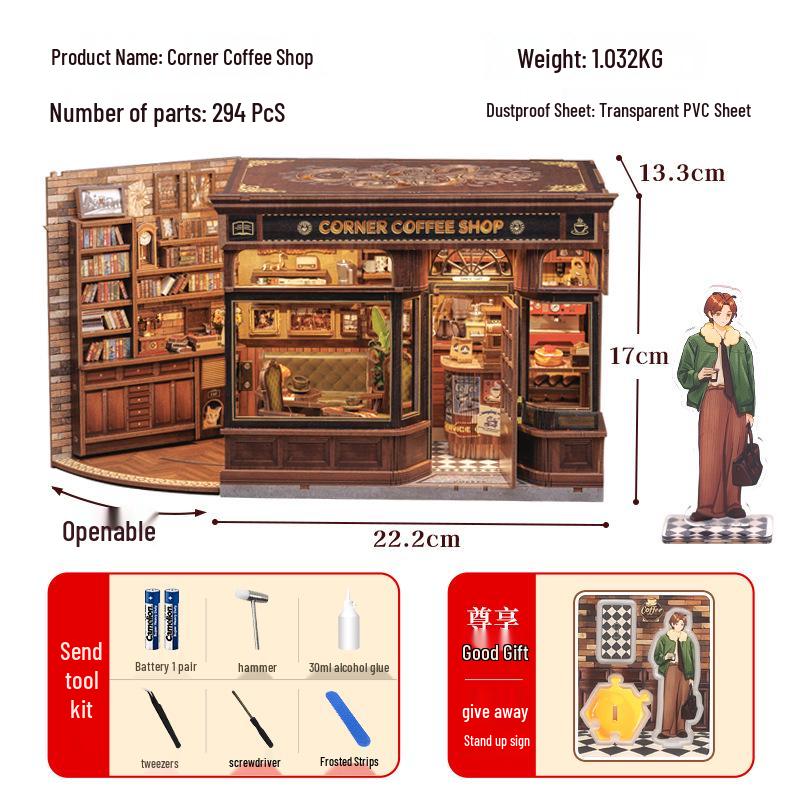 

CuteBee Street Corner Coffee Shop & Mrs. Hunter s Bakery DIY Miniature for Christmas Gift