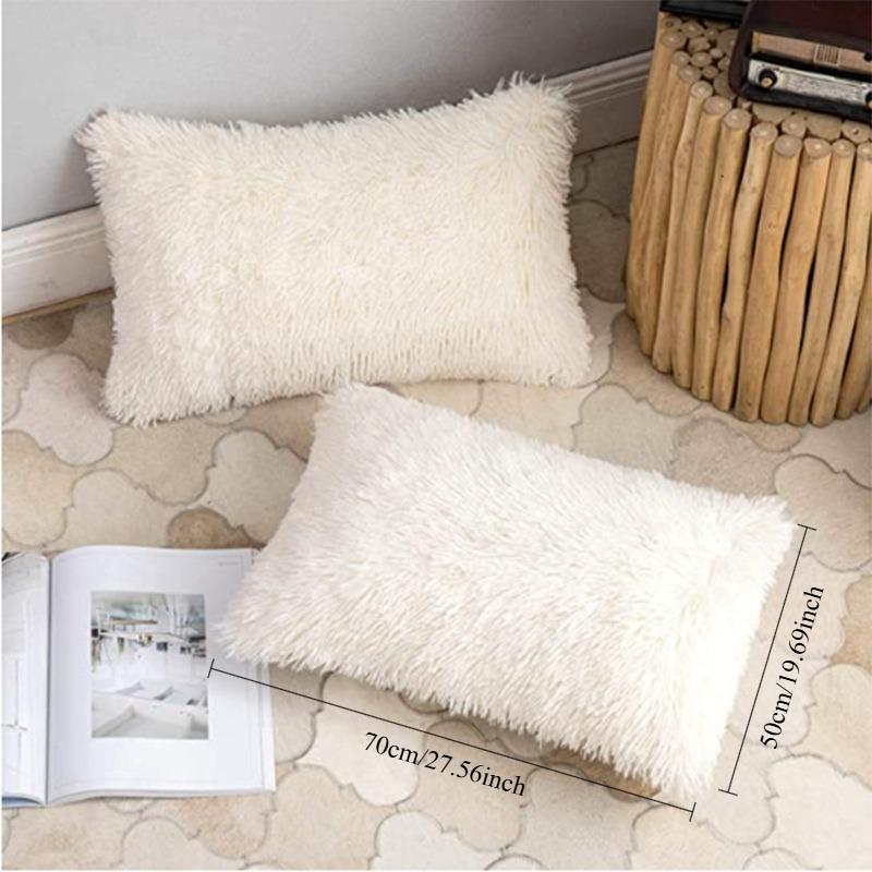Soft Velvet Mink Plush Rectangle Pillowcase Nordic Fur Solid Color Home Decor
