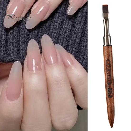 Nail Painting Pen Brush Flexible Soft Nylon Bristles Carved Design Wooden Handle Manicure Tool Drawing Multifunctional Square Round Head Phototherapy
