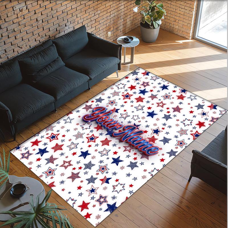 Space Cosmic Theme Crystal Velvet Rug Personalized Custom Name Text Soft Floor Mat Home Decor