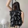 Large capacity shoulder bag women's versatile new sweet fashion underarm bag niche ruffle bucket bag