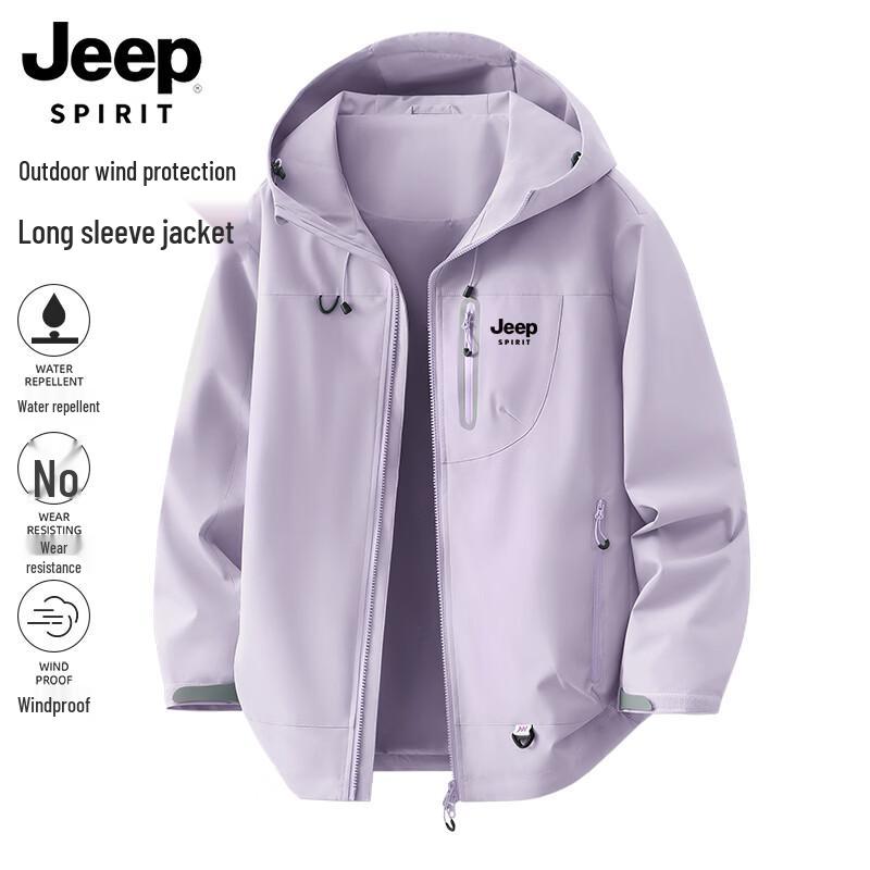 JEEP SPIRIT Men's Spring Outdoor Windproof Waterproof Hooded Casual Jacket