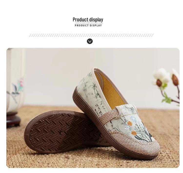 Autumn Retro Beijing Cloth Shoes - Comfortable Flat Bottom, National Style Mom Shoes
