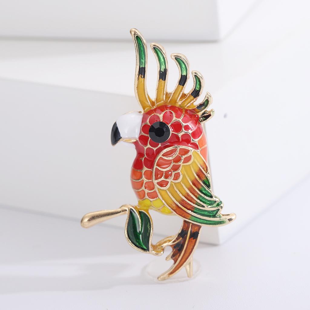 Personalized Cute Alloy Enamel Dripping Oil Colored Parrot Brooch Creative Animal Corsage Versatile Clothing Jewelry