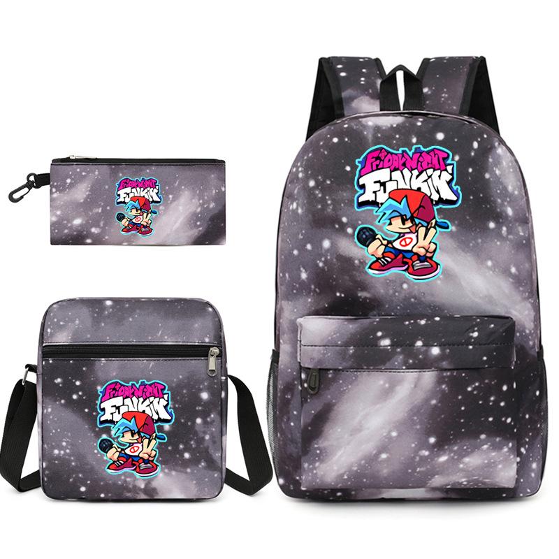 Classic Popular Friday Night Funkin Printed 3pcs/Set Pupil School Bags Laptop Daypack Backpack Inclined Shoulder Bag Pencil Case