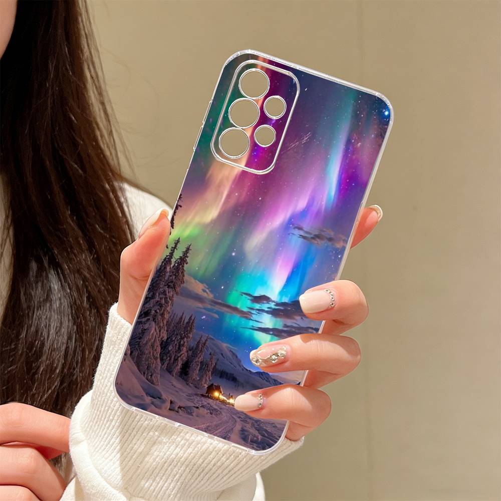 Northern Lights  Phone Case Transparent Silicone Soft For Samsung S25,S24,S21,S22,S23,S30,Ultra,S20,Plus,Fe
