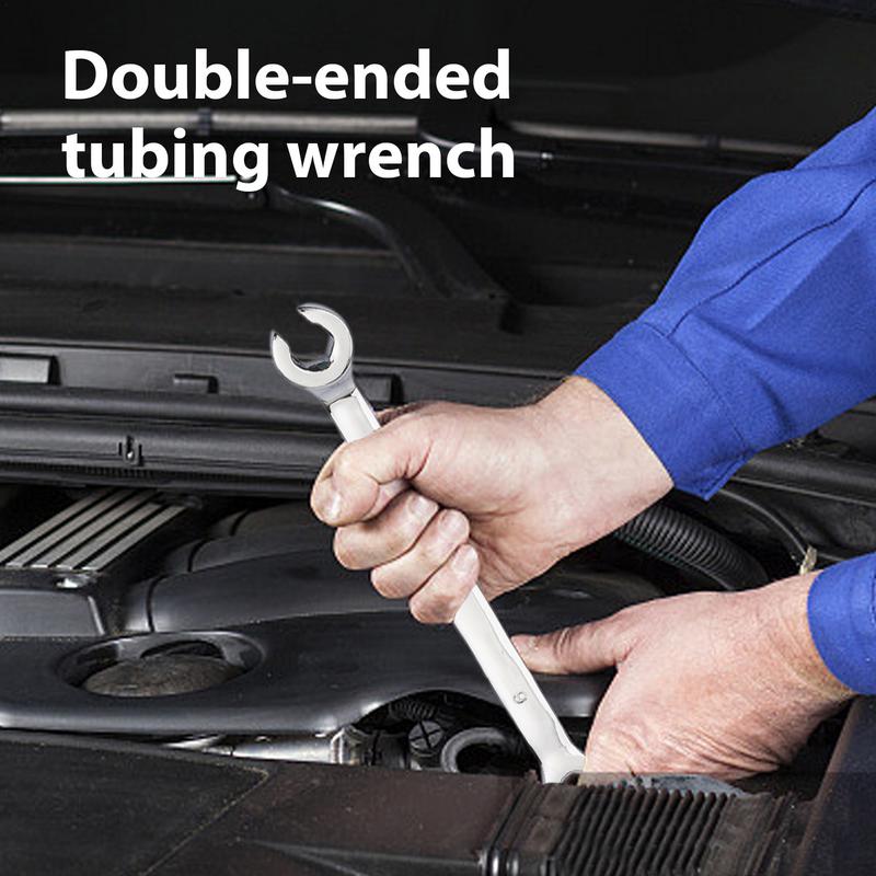 Double Head Wrench Brake Ratchet Torque Hand Tool Wrench for Repair Fuel Tube Hose Oil Pipe Automotive Mechanical Workshop Tools