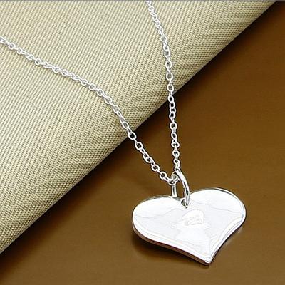 925 Sterling Silver Heart Pendant 18 Inches Necklace For Women Wedding Party Fashion Jewelry Chain Necklace Gifts