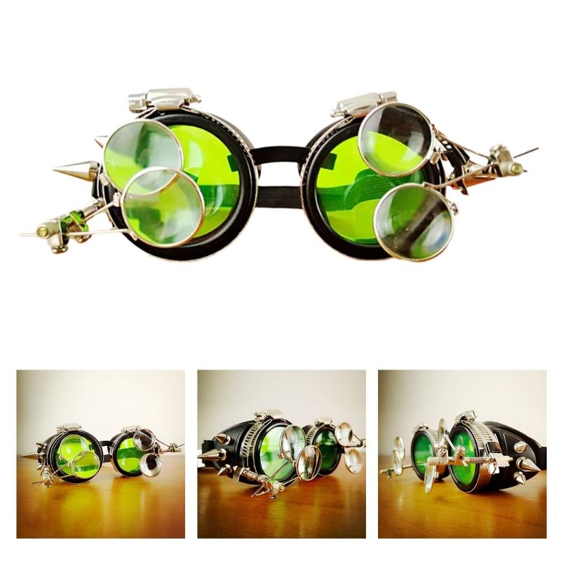 Retro Steampunk Glasses Halloween Cosplay Glasses Steampunk Goggles with Rivets for Carnivals Theme Party