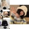 Korean Style White Bucket Hat For Women Warm And Cozy Lambswool