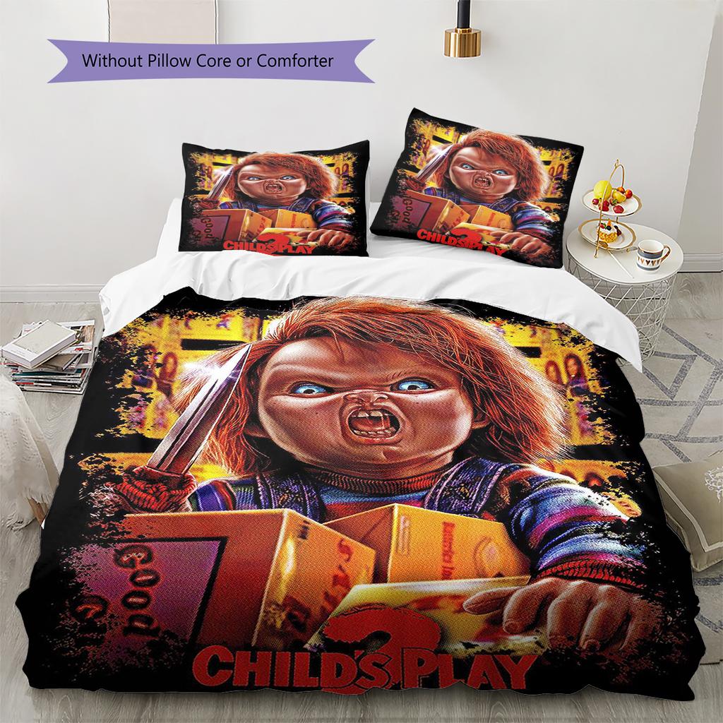 Chucky Pattern Bedding,Quilt Set Quilt Cover Pillowcase Home Birthday Gift (1 * Duvet Cover + 2 * Pillowcase, Without Core)
