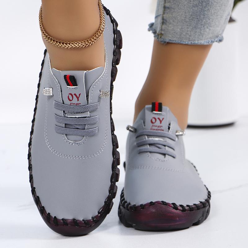 Fashion Women Sneakers 2025 New Flat Running Shoes Elastic Straps Comfortable Sneakers Women Large Size Soft Leather Sports Shoes Women