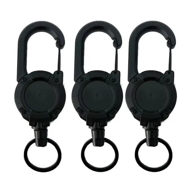 Outdoor Carabiner Hook Backpack expansion Buckle Automatic Retractable Wire Rope Anti-theft Tactical Keychain camping Tools