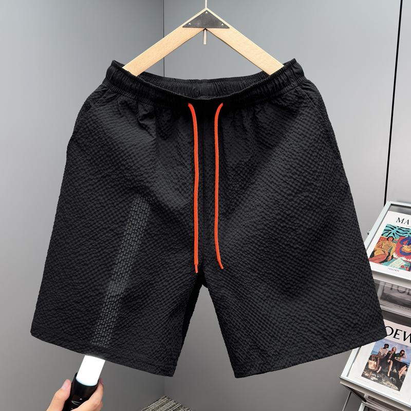 

Men s Plus Size Textured Casual Shorts, Elastic Waist Breathable Beach Pants (5XL-12XL) 5XL(90kg-100kg) чёрный