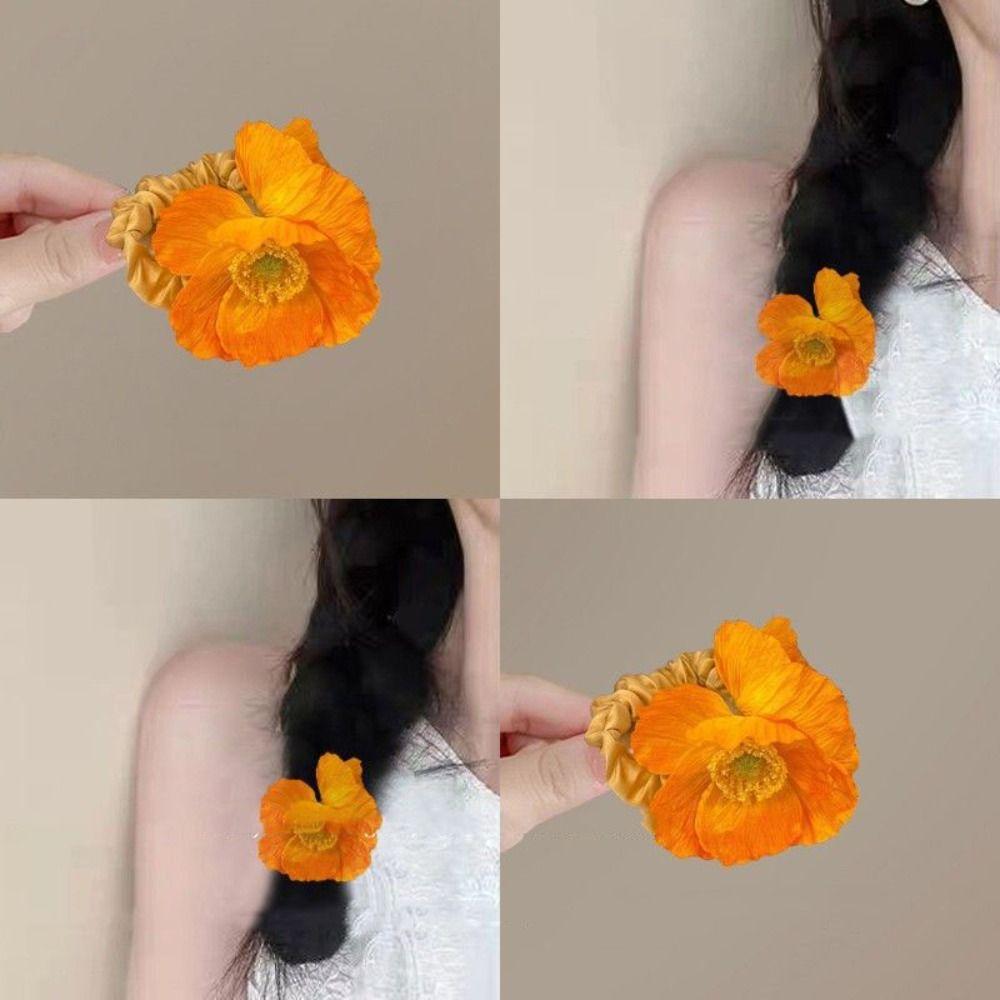 

Cloth Flower Hair Tie Korean Style Elastic Hair Band Exquisite Large Intestine Hair Ring Horsetail синій