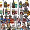 MOC Middeleeuws Figuur Bouwsteen Kasteel Tempeliers Ridders Pantser Militie Soldaten Schutters Schild Helm Assemblage Baksteen Speelgoed S26