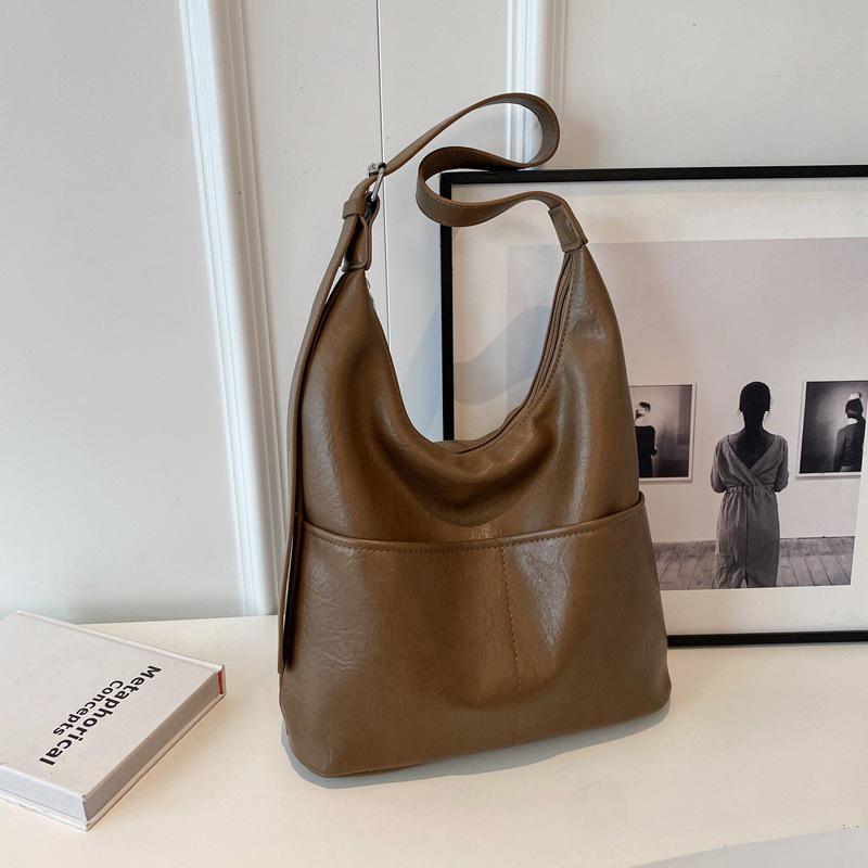 

Ретро сумка-тоут большой вместимости: Осенне-зимний стиль для студентов колледжей и тех, кто добирается на работу коричневый