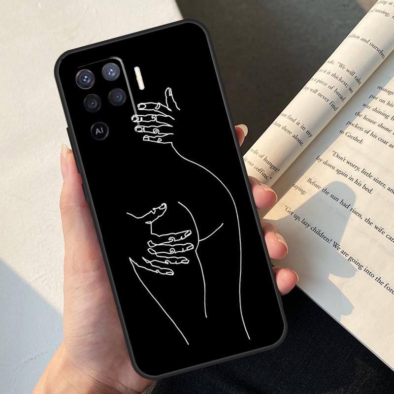 Sexy Line Minimalist Style Case For Oppo A74 A57 A17 A77 A18 A38 A58 A78 A98 A54 A94 A80 A60 A40 A96 A76 A16 A15 A5 Pro