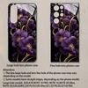 Purple Gold Floral Pattern 2D Phone Case for Samsung S26 S25 S24 S23 S22 S21 S20 A56 A36 A16 Tempered Glass Protective Cover