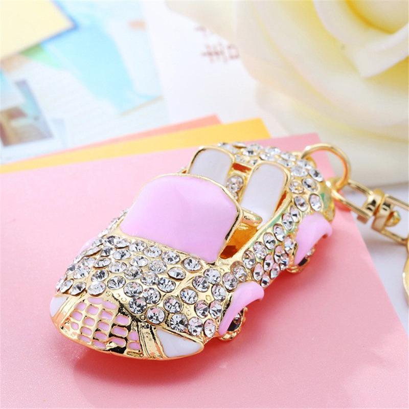 Fashion Alloy Metal Car Key Chain Keychain Charm Women Handbag Crystal Pendant Luxury Model Car Accessories Keyfob
