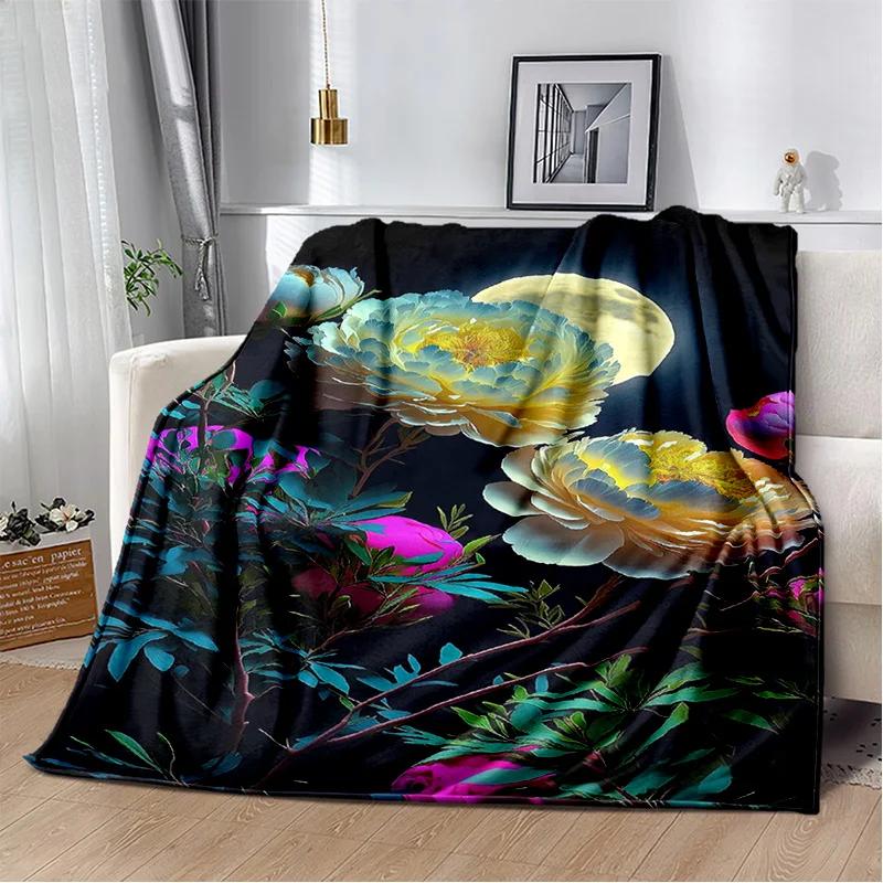 Nordic Love Rose Flowers Daisy Blanket,Soft Throw Blanket for Home Bedroom Bed Sofa Picnic Travel Office Rest Cover Blanket Kids