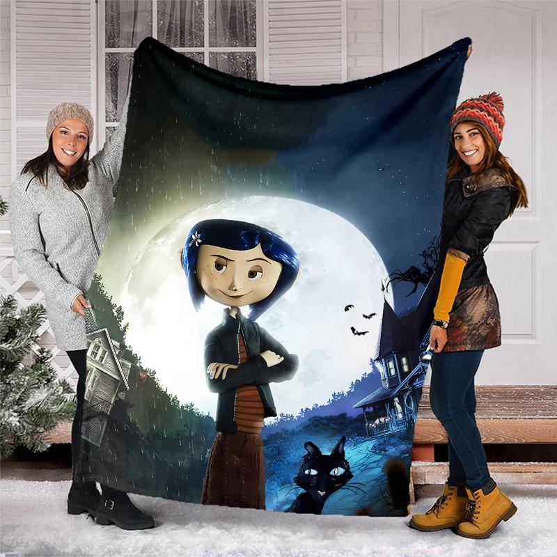 Coraline Theme Printed Blanket - Perfect for Couch, Bed, Travel & Outdoor Use | Machine Washable, Cozy & Durable.