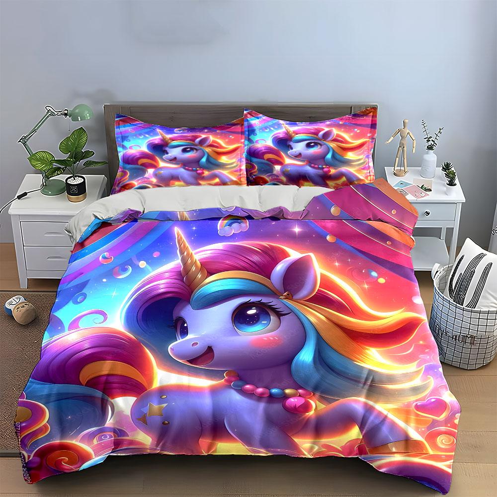 Colorful Unicorn Bedding Set Bedding Duvet Cover Set Duvet Cover Pillowcases (1 * Duvet Cover 2 * Pillowcases, without duvet insert)
