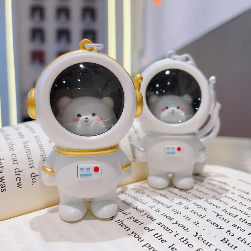 Creative Space Themed Night Light Keychain Astronaut and Glow in the Dark Bear Design for Couples Bags Backpacks and Gifts