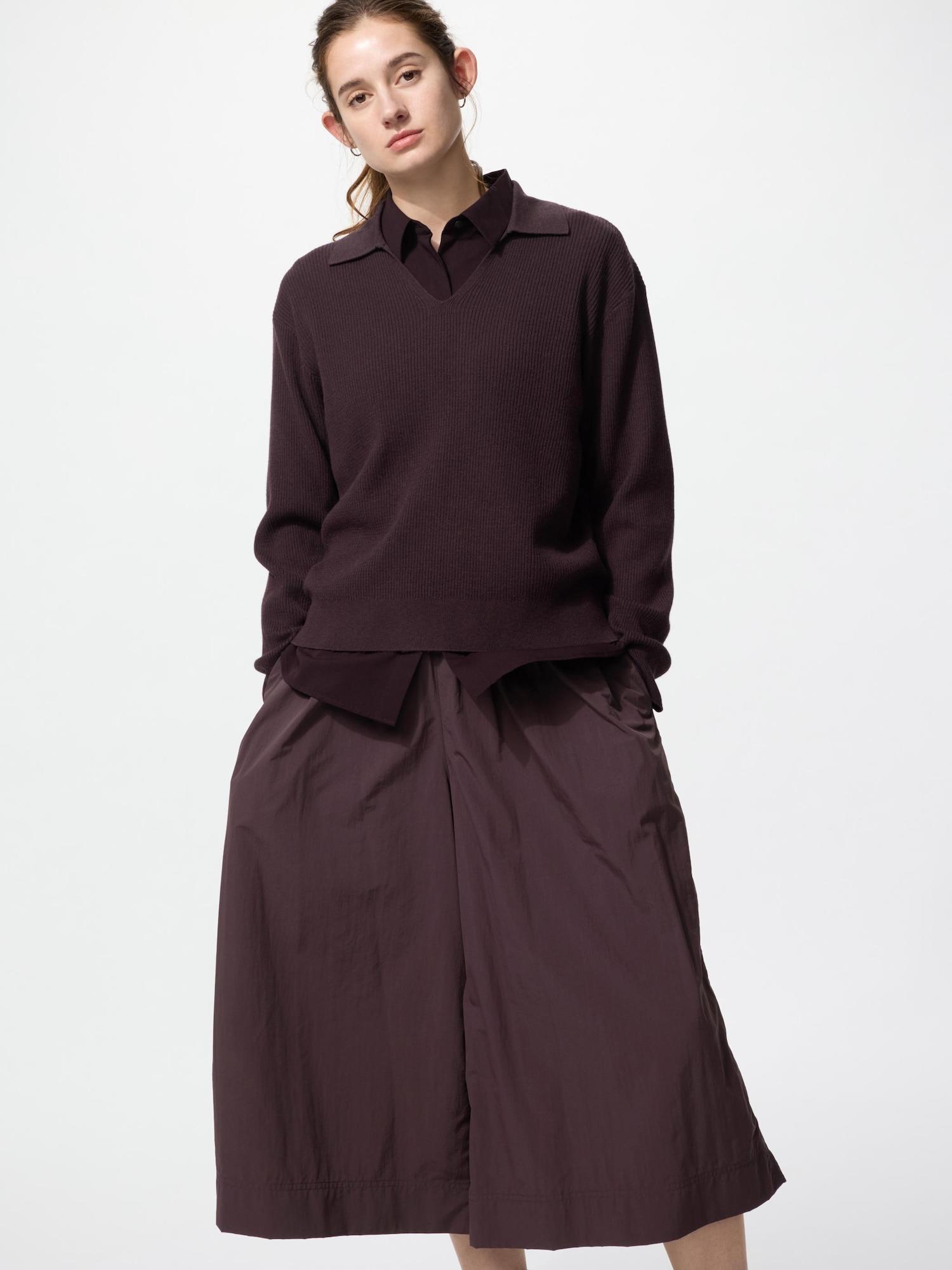 

Uniqlo Washable Knit Rib Polo Sweater 19 WINE/M