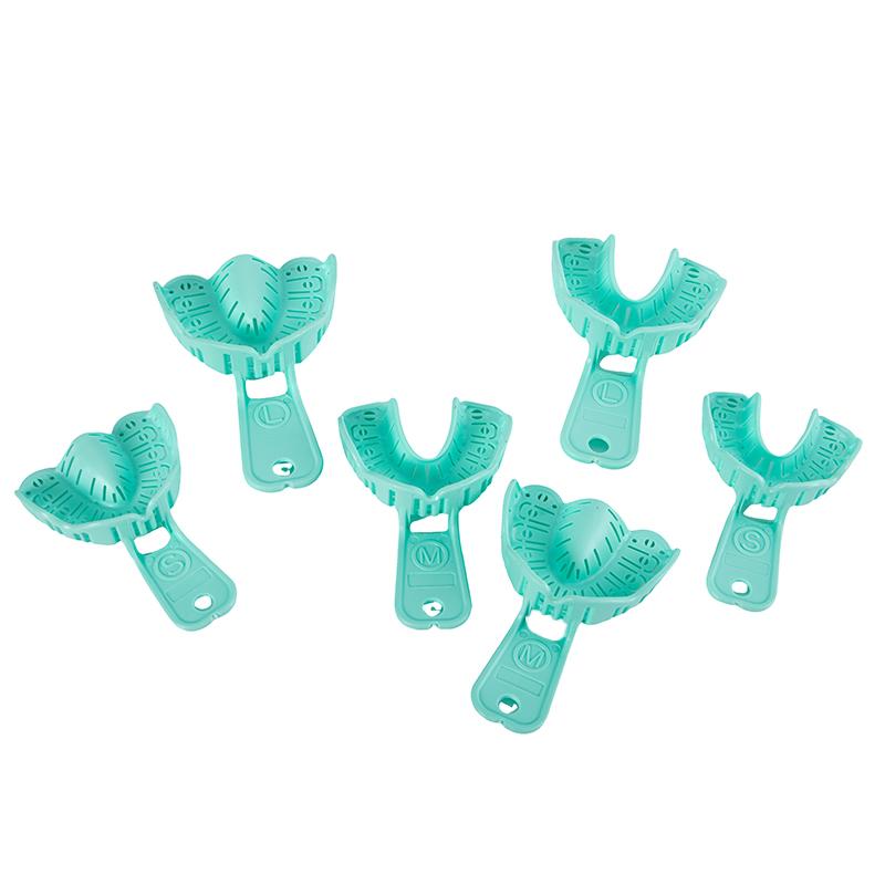 6 Bucăți Tavă pentru Implante Dentare Verde Tavă Mucegai Parțială Detașabilă pentru Întregul Gura Ușor de Pliat Baffle Plastic S/M/L