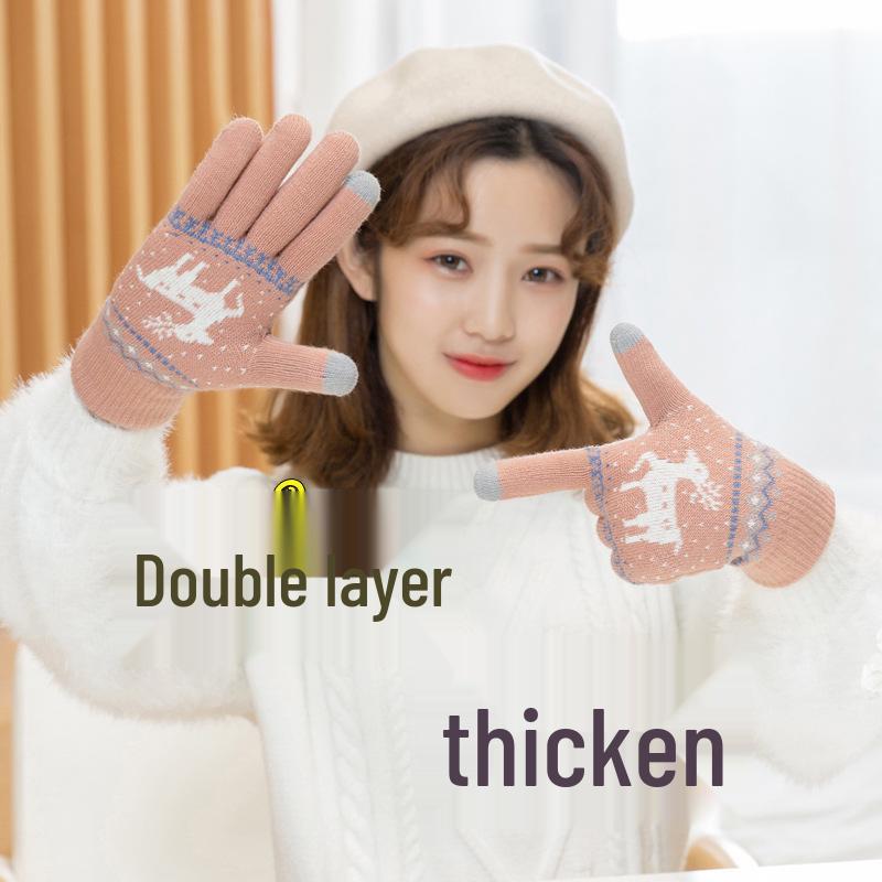 Women's British Style Warm Touchscreen Cycling Gloves for Autumn & Winter