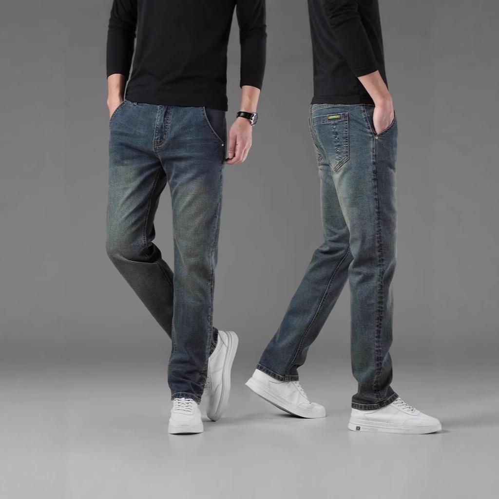 New Men's Pants High-end Casual Straight Jeans Men's Spring and Summer Blue Pants Slim-fitting Versatile Trousers